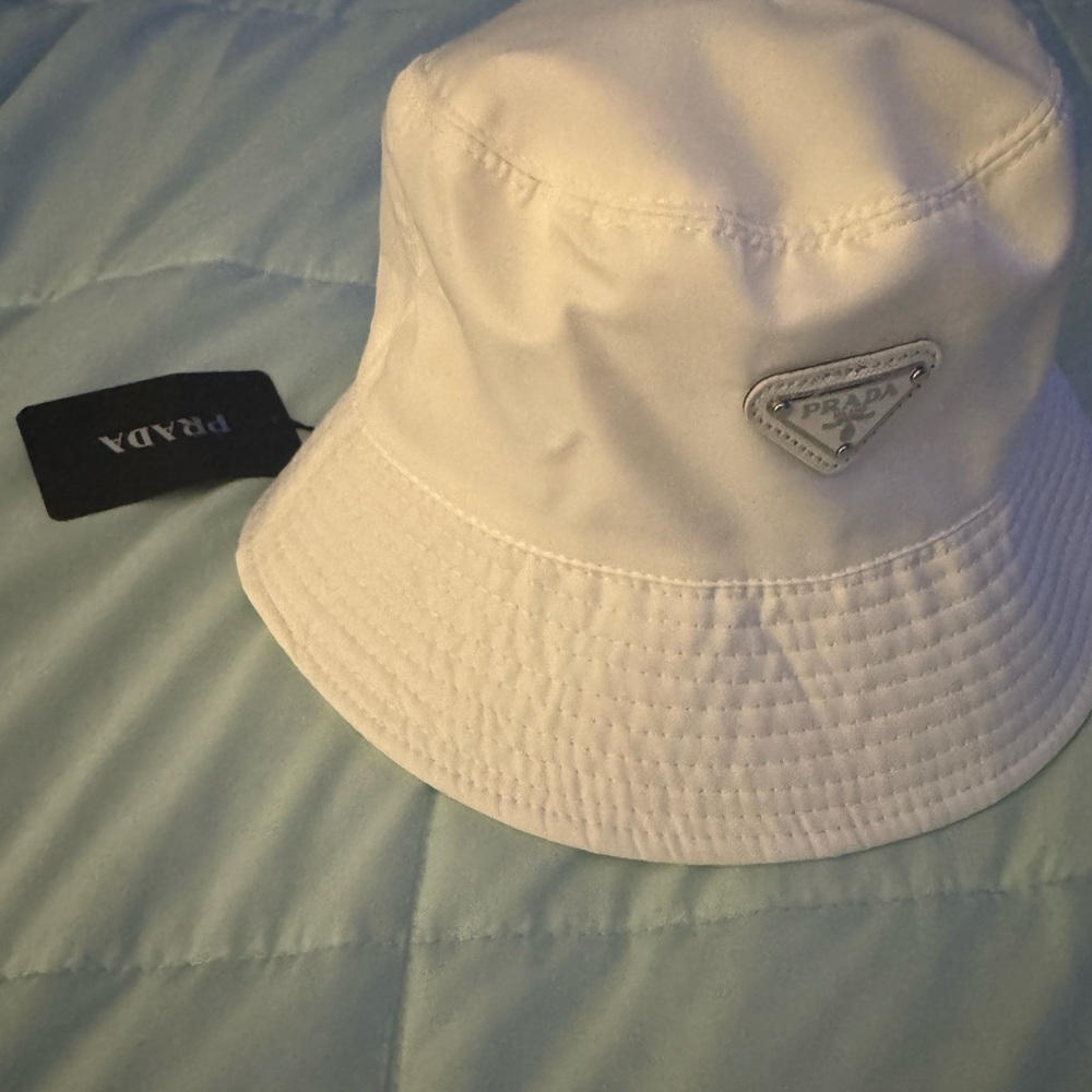 Prada Ivory Bucket Hat with Logo